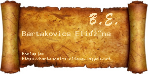 Bartakovics Eliána névjegykártya